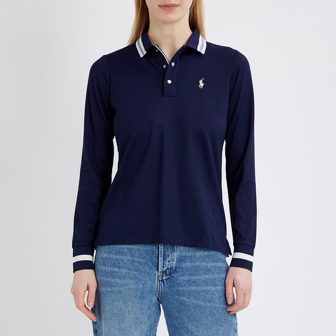 Polo Ralph Lauren Navy Tour Pique Cotton Blend Polo Shirt
