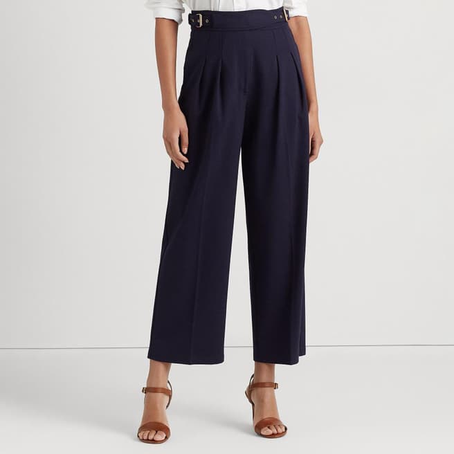 Lauren Ralph Lauren Navy Ponte Wide Cropped Trousers