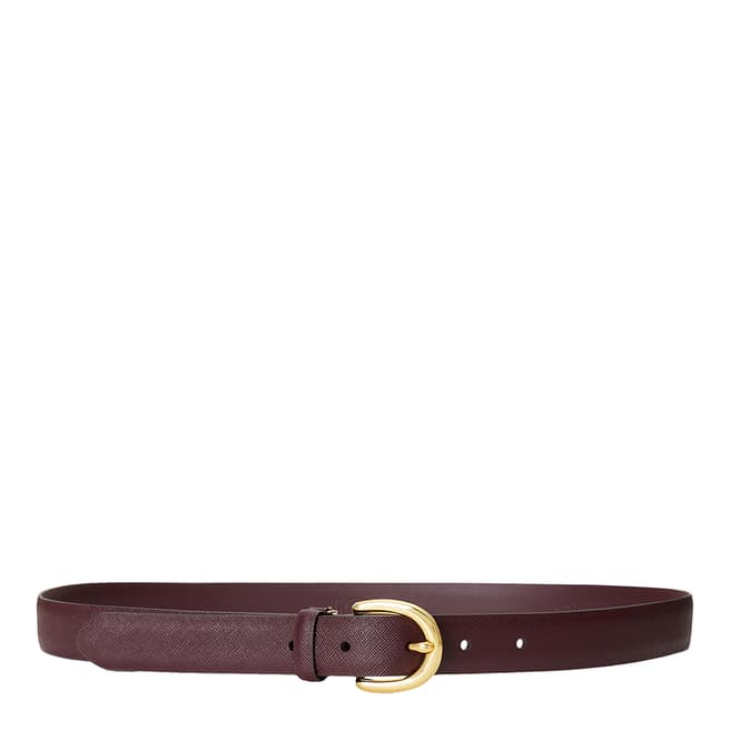 Lauren Ralph Lauren Burgundy Charm Crosshatch Leather Belt