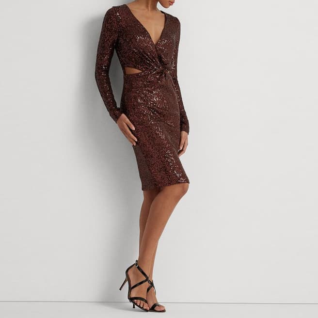 Lauren Ralph Lauren Brown Sequin Cocktail Dress