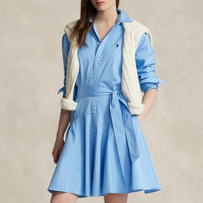 Polo Ralph Lauren Blue Cotton Mini Shirt Dress