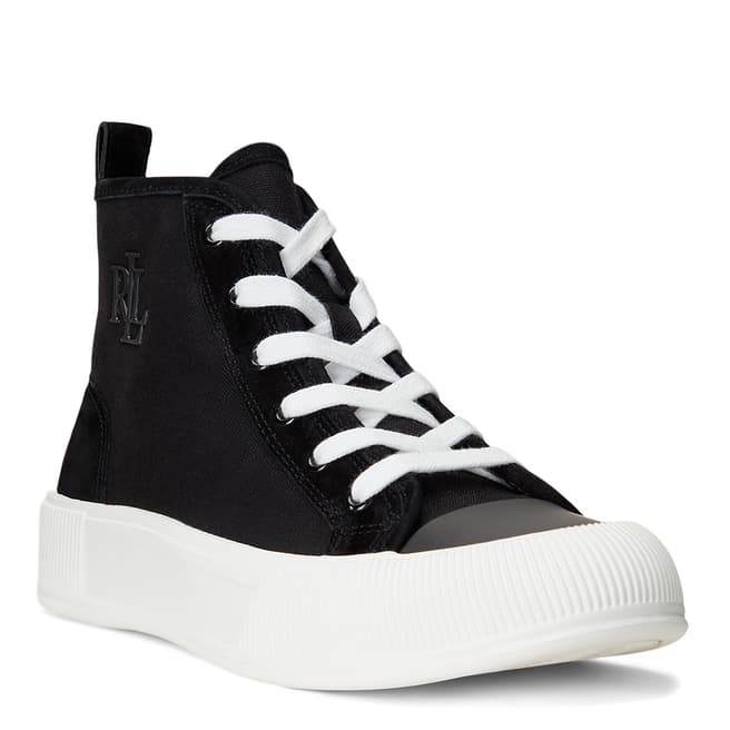 Lauren Ralph Lauren Black Dakota Canvas High Top Leather Trainers