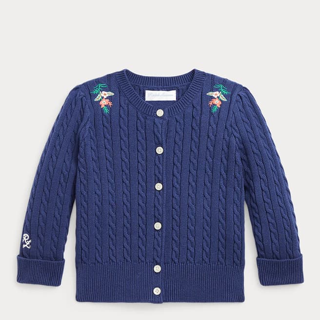 Polo Ralph Lauren Baby Girl's Indigo Cable Knit Cotton Cardigan