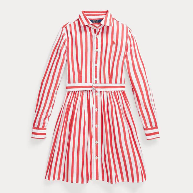 Polo Ralph Lauren Older Girl's Red Striped Belted Cotton Dress