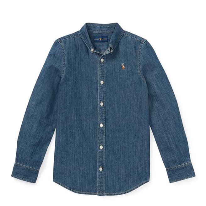 Polo Ralph Lauren Older Girl's Indigo Long Sleeve Denim Shirt