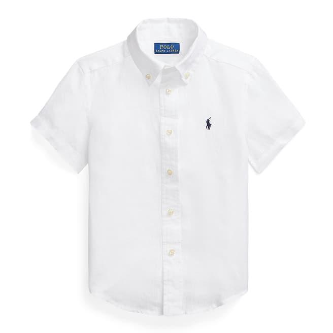 Polo Ralph Lauren Toddler Boy's White Short Sleeve Linen Shirt