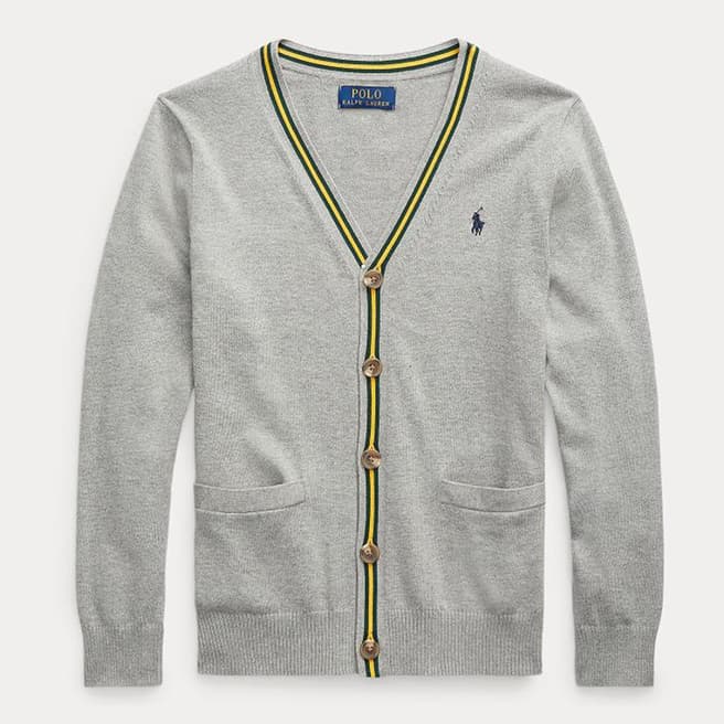 Polo Ralph Lauren Older Boy's Grey V-Neck Cotton Cardigan