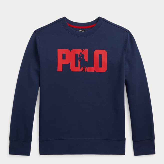 Polo Ralph Lauren Older Boy's Navy Printed Logo Cotton Blend Sweatshirt