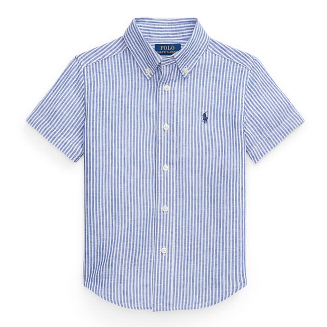 Polo Ralph Lauren Toddler Boy's Blue Striped Linen Blend Shirt