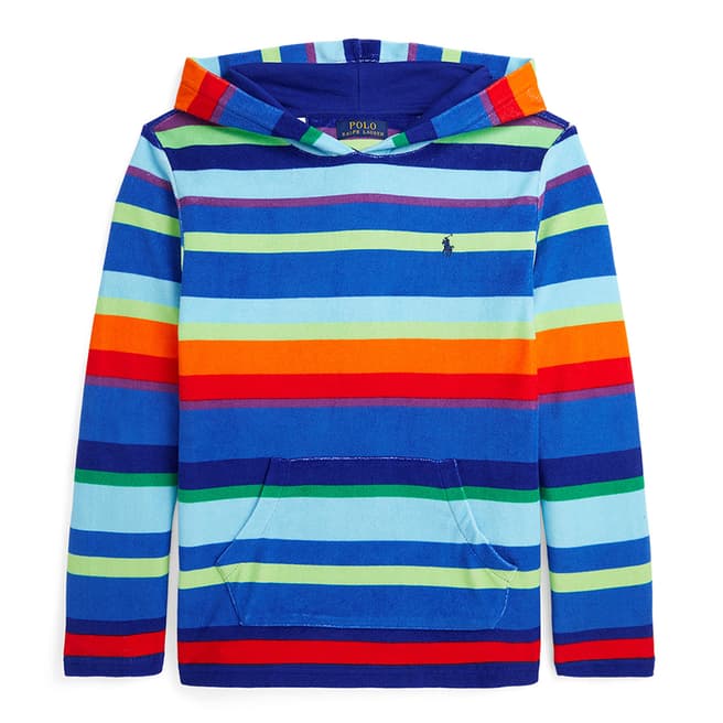 Polo Ralph Lauren Older Boy's Blue Striped Cotton Blend Hoodie