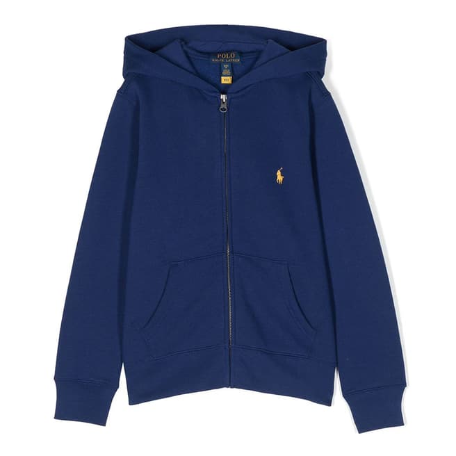 Polo Ralph Lauren Older Boy's Dark Blue Cotton Blend Zipped Hoodie