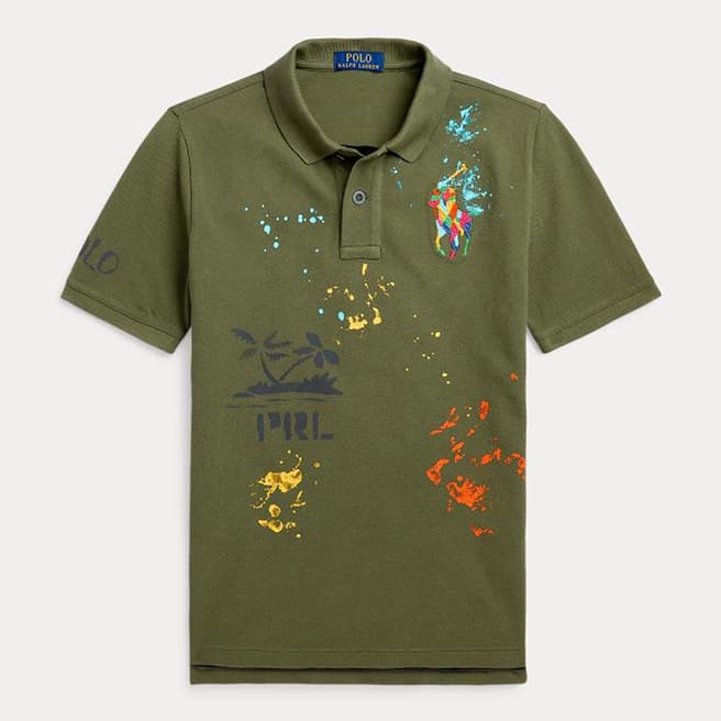 Polo Ralph Lauren Older Boy's Green Embroidered Cotton Polo Shirt