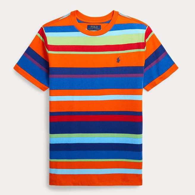 Polo Ralph Lauren Older Boy's Orange Striped Jersey Cotton T-Shirt