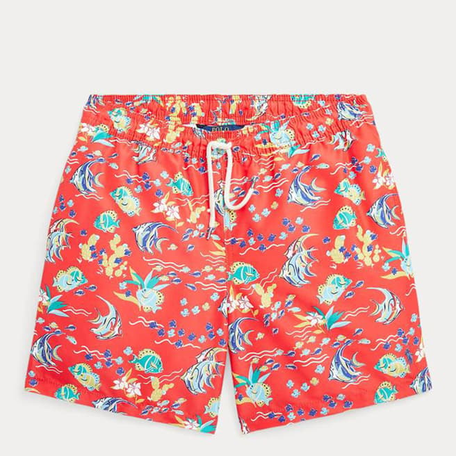 Polo Ralph Lauren Older Boy's Coral Printed Swimming Trunks