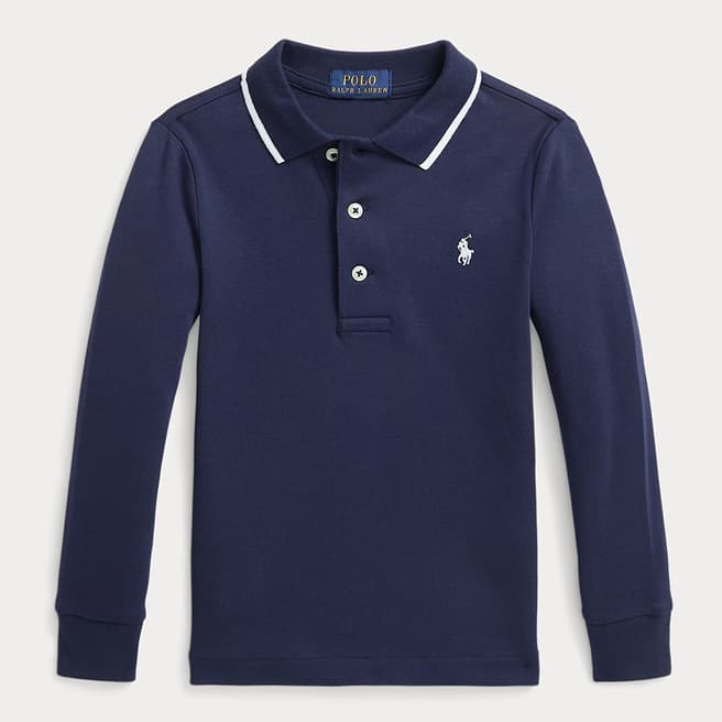 Polo Ralph Lauren Younger Boy's Navy Contrast Trim Cotton Polo Shirt