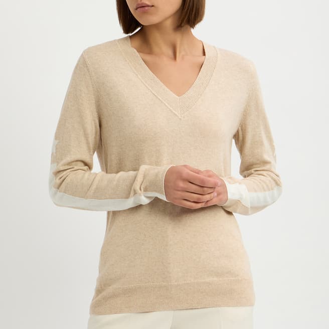 Mint Velvet Neutral Star Sleeve Jumper    