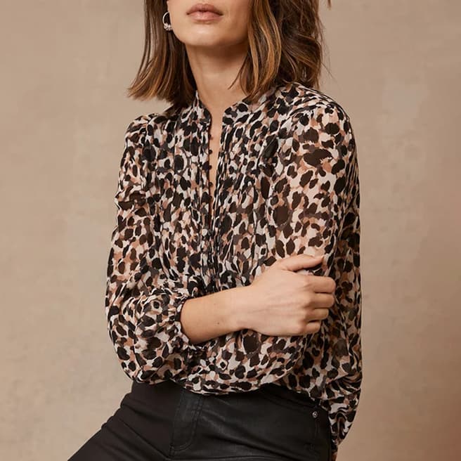 Mint Velvet Brown Sarah Animal Print Blouse