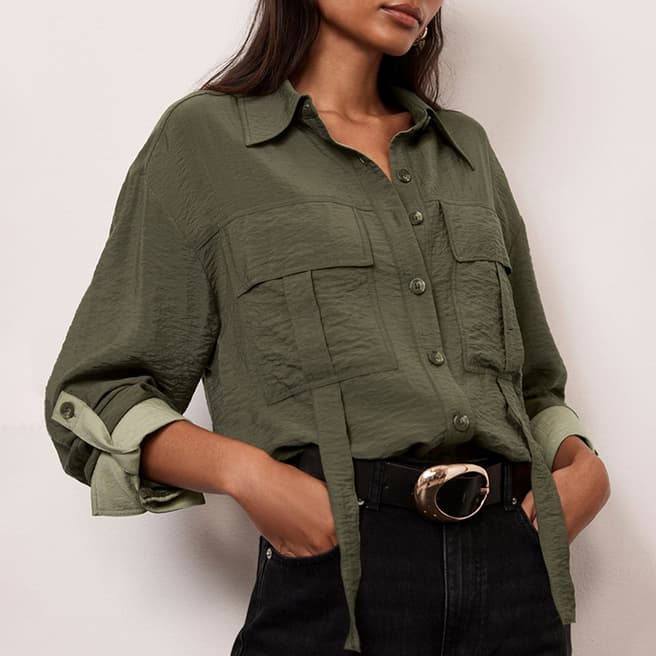 Mint Velvet Khaki Oversized Utility Shirt