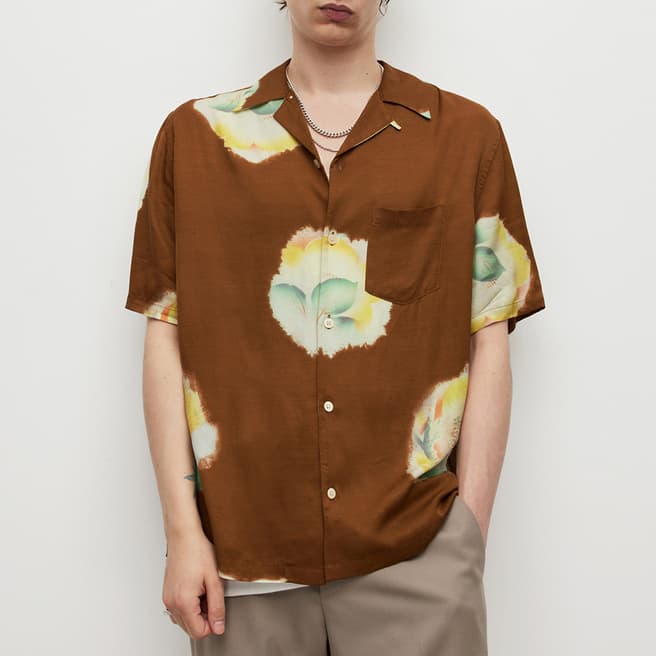 AllSaints Brown Toulon Printed Shirt