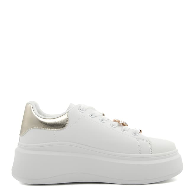 Fashion Attitude White/Gold Platform Trainer