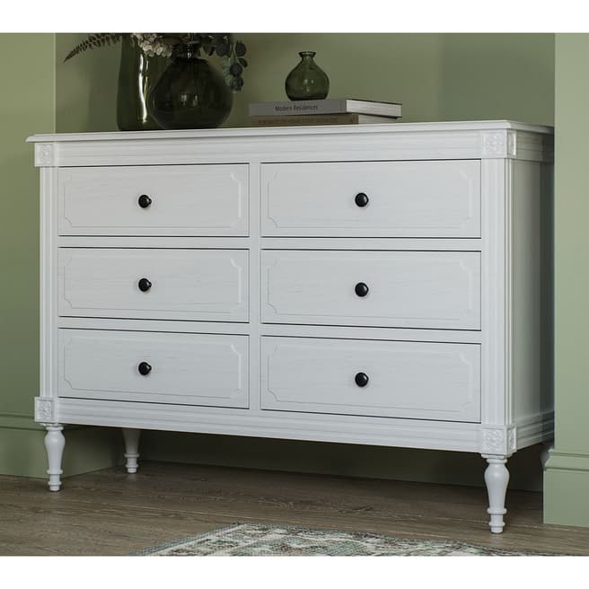 Feather & Black Casterton 6 Drawer Wide Chest, Ivory