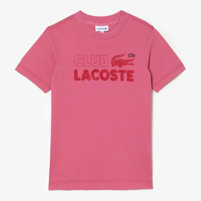 Lacoste Kids Unisex Pink Club Lacoste Cotton T-Shirt