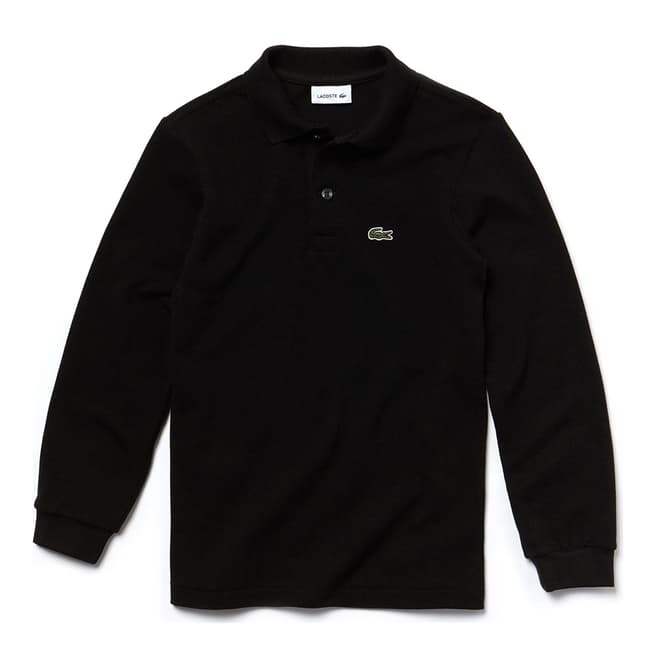 Lacoste Teen Boy's Black Long Sleeve Cotton Blend Polo Shirt