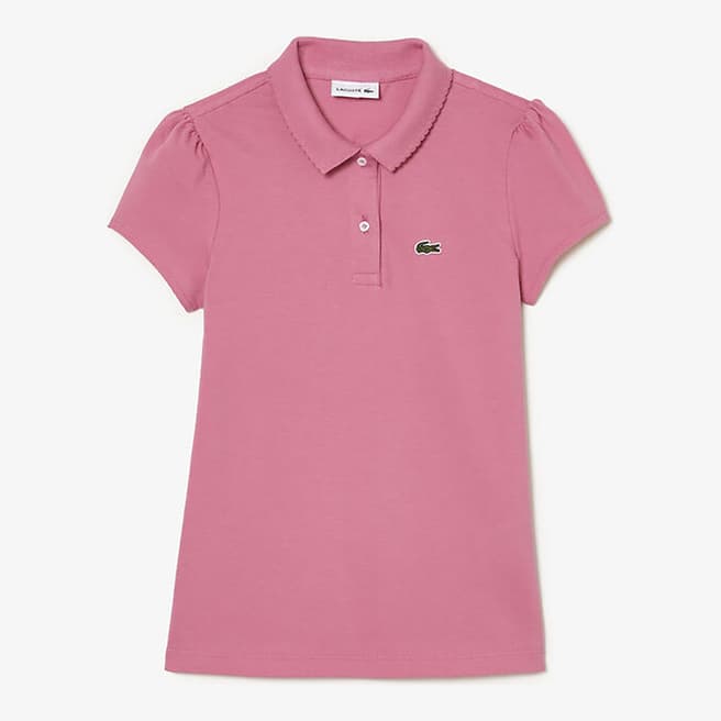 Lacoste Teen Girl's Pink Cotton Blend Polo Shirt