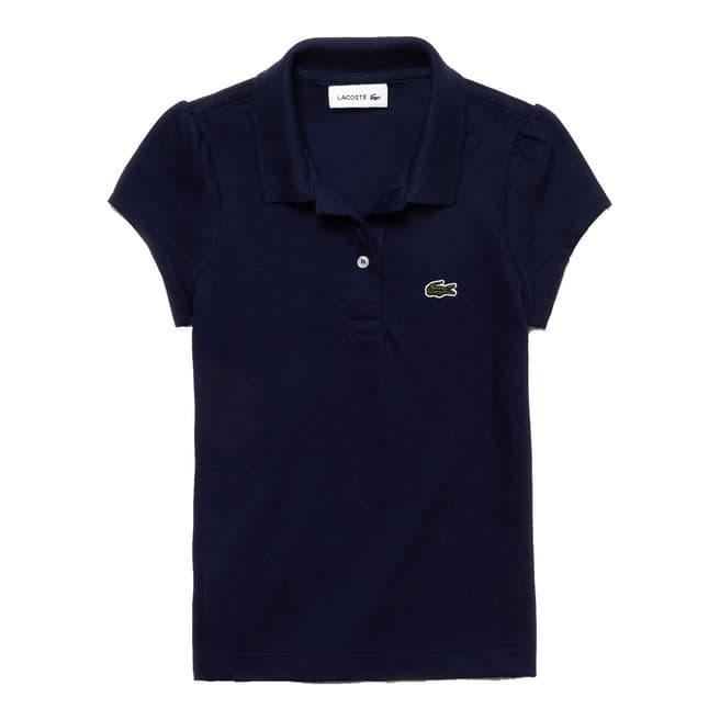 Lacoste Teen Girl's Navy Cotton Blend Polo Shirt