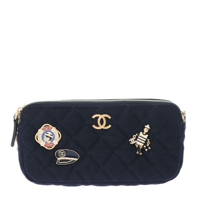 Vintage Chanel Navy Coco Mark Shoulder Bag