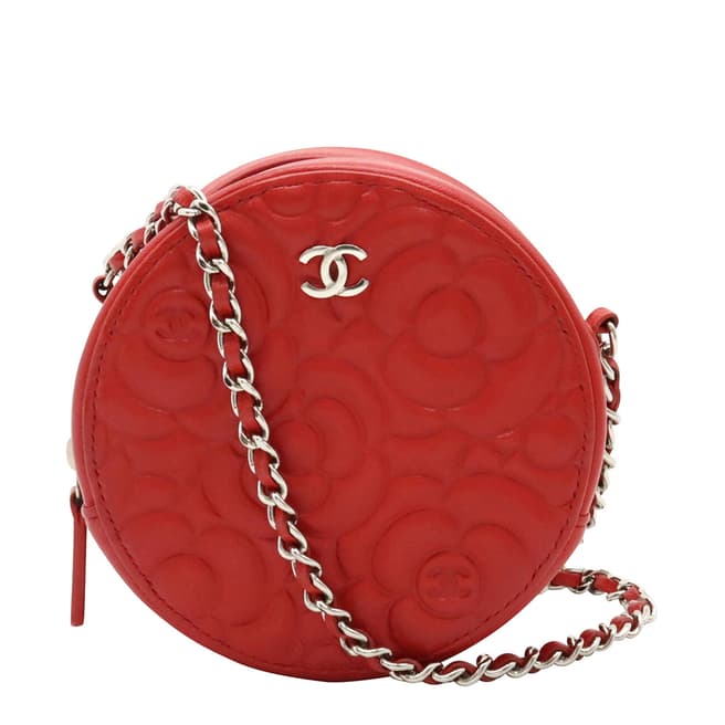 Vintage Chanel Red Camelia Shoulder Bag