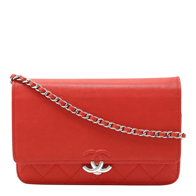 Vintage Chanel Red Cc Shoulder Bag