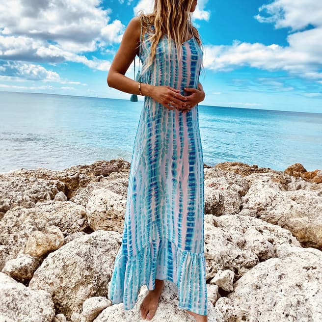 Sophia Alexia Blue Caribbean Rain Sun Maxi Dress