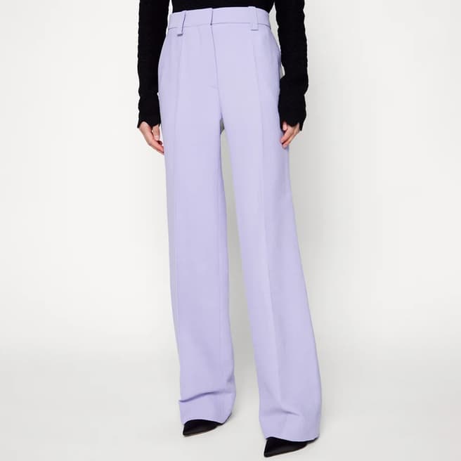 Victoria Beckham Lilac Wide Leg Wool Blend Trousers