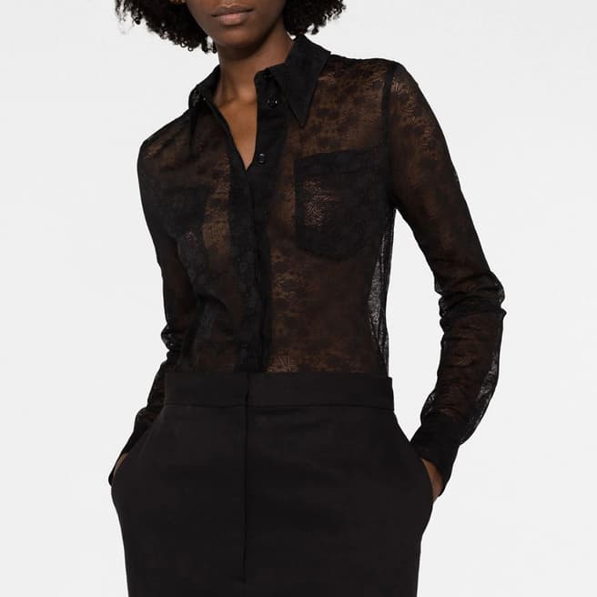 Victoria Beckham Black Lace Fitted Shirt