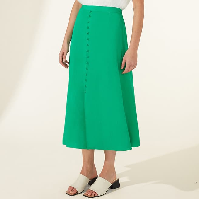 Ro & Zo Green Jacquard Button Front Skirt