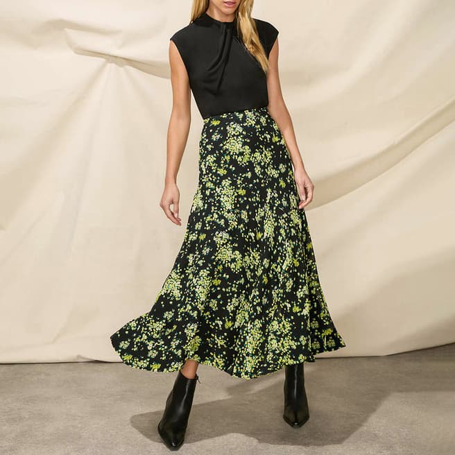 Ro & Zo Yellow Floral Midi Skirt