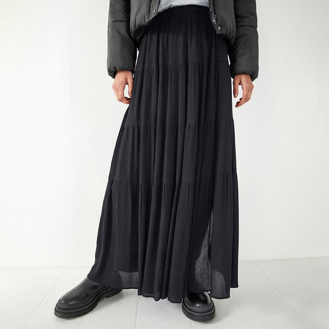 hush Black Branwen Textured Maxi Skirt 