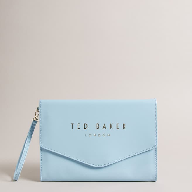 Ted Baker Light Blue Crinkie Faux Leather Crinkle Icon Clutch