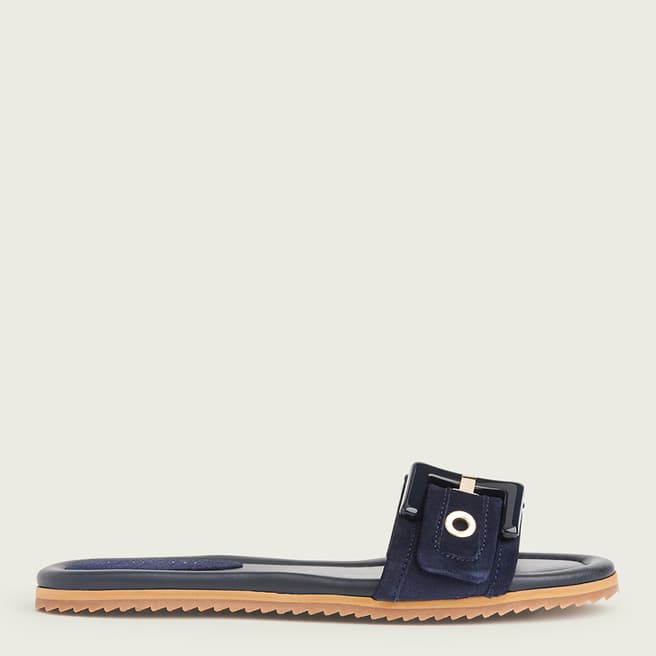 L K Bennett Navy Suede Robyn Flat Sandals