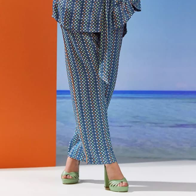 L K Bennett Blue Lucia Printed Trousers