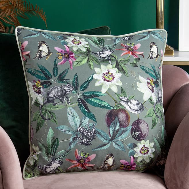 Wylder Tropics Wild Passion Creatures Cushion, 50x50cm, Sage