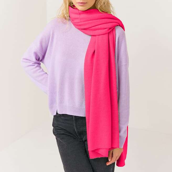 Scott & Scott London Neon Pink Cashmere Scarf Neon