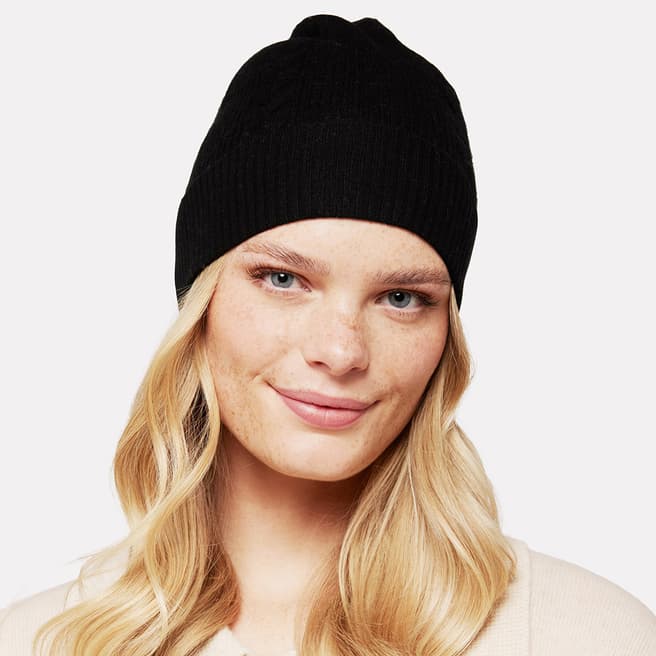 Scott & Scott London Black Cashmere Cable Hat