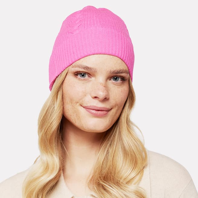 Scott & Scott London Barbie Pink Cashmere Cable Hat 