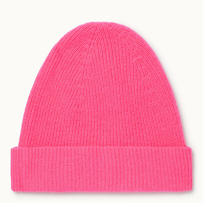 Scott & Scott London Neon Pink Cashmere Beths Beanie 