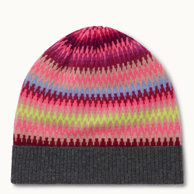 Scott & Scott London Aubergine Cashmere Fairsle Beanie