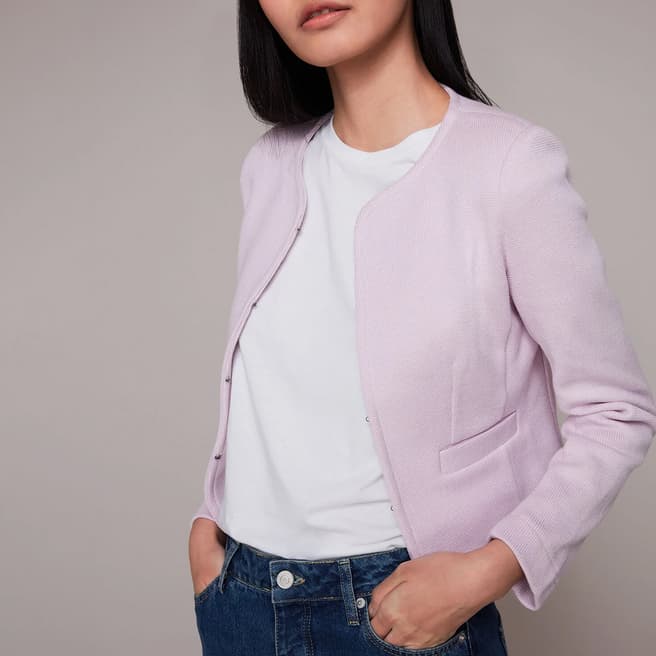 WHISTLES Lilac Collarless Cotton Jacket