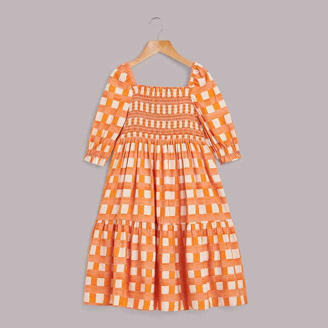WHISTLES Girl's Orange Eden Smocked Bodice Dress