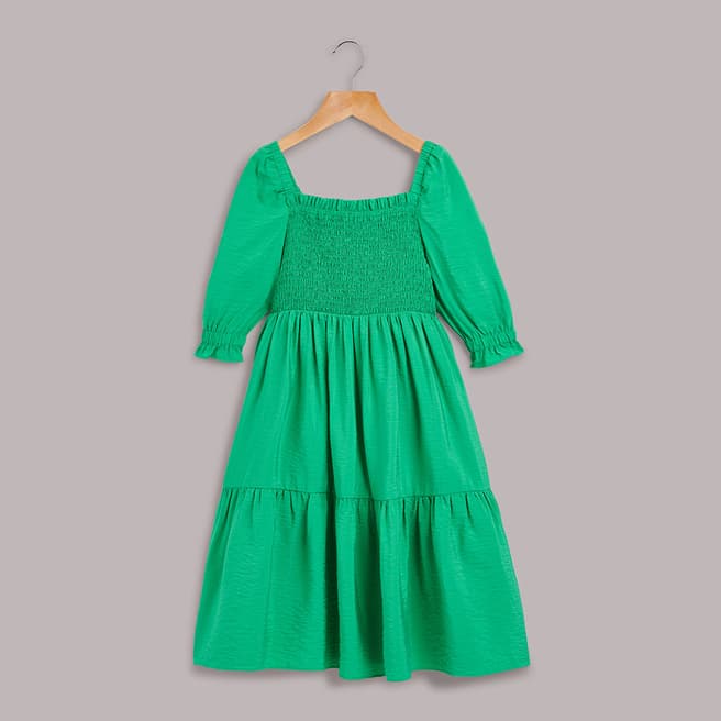 WHISTLES Girl's Green Eden Smocked Bodice Dress